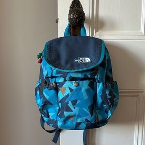 The North Face Teal and Navy Patterned Backpack